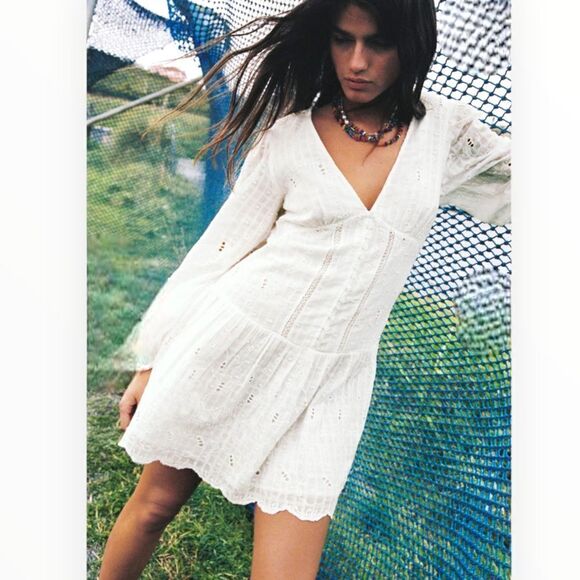 ZARA | White | EMBROIDERED DRESS - Picture 4 of 10